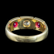 Antique Victorian Ruby Diamond Trilogy Ring Dated 1875