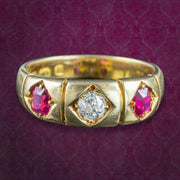 Antique Victorian Ruby Diamond Trilogy Ring Dated 1875