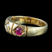 Antique Victorian Ruby Diamond Trilogy Ring Dated 1875