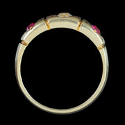Antique Victorian Ruby Diamond Trilogy Ring Dated 1875