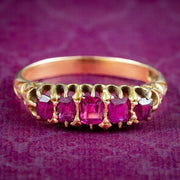 Antique Victorian Ruby Five Stone Ring 0.90ct Total