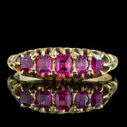 Antique Victorian Ruby Five Stone Ring 0.90ct Total