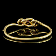 Antique Victorian Ruby Love Knot Bangle 18ct Gold