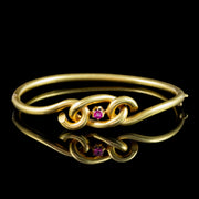 Antique Victorian Ruby Love Knot Bangle 18ct Gold