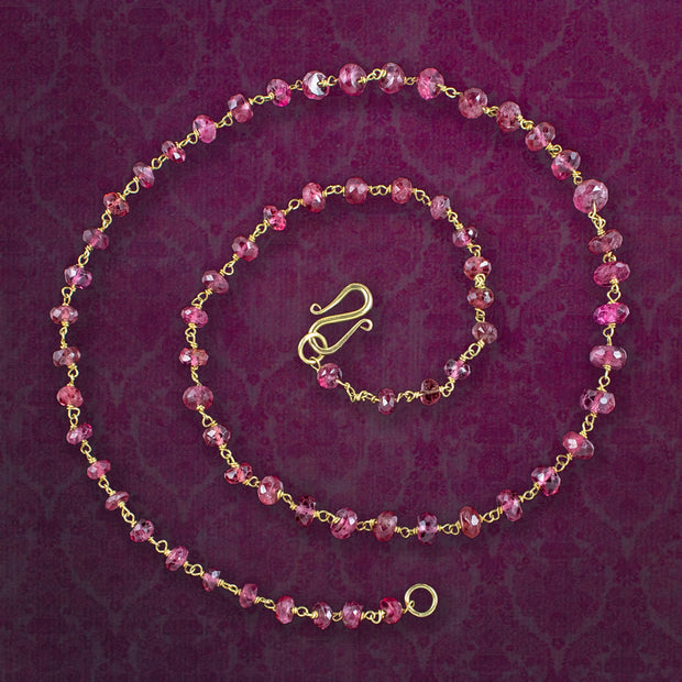 Antique Victorian Ruby Bead Necklace 18ct Gold 