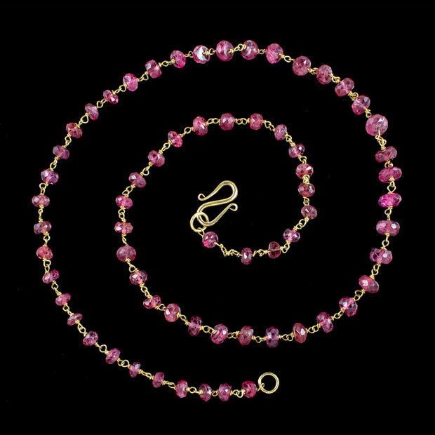 Antique Victorian Ruby Bead Necklace 18ct Gold 
