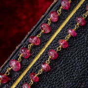 Antique Victorian Ruby Bead Necklace 18ct Gold 