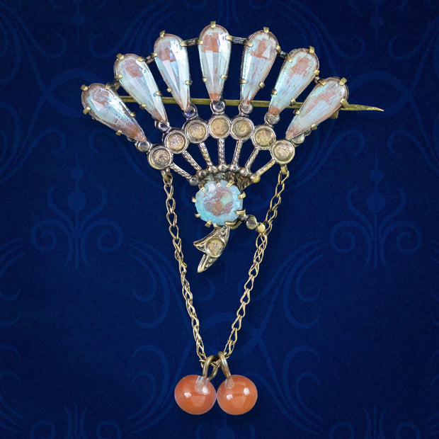 Antique Victorian Saphiret Fan Brooch 