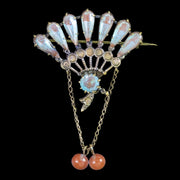 Antique Victorian Saphiret Fan Brooch 