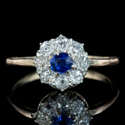 Antique Victorian Sapphire Diamond Cluster Ring 0.15ct Sapphire
