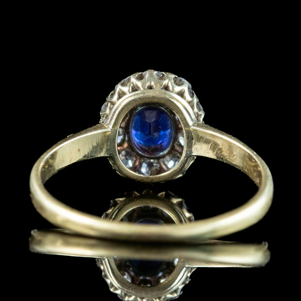 Antique Victorian Sapphire Diamond Cluster Ring 0.60ct Sapphire