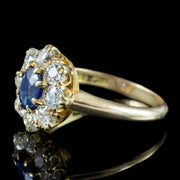 Antique Victorian Sapphire Diamond Cluster Ring 0.60ct Sapphire