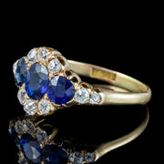 Antique Victorian Sapphire Diamond Cluster Ring 1.8ct Sapphire