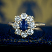 Antique Victorian Sapphire Diamond Cluster Ring 0.60ct Sapphire