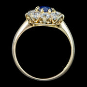 Antique Victorian Sapphire Diamond Cluster Ring 0.60ct Sapphire