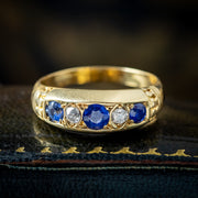 Antique Victorian Sapphire Diamond Five Stone Ring
