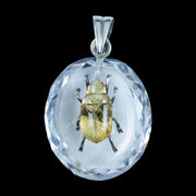 Antique Victorian Scarab Pendant Rock Crystal Citrine Beetle 