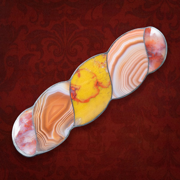 Antique Victorian Scottish Agate Brooch Silver 