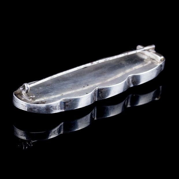 Antique Victorian Scottish Agate Brooch Silver 