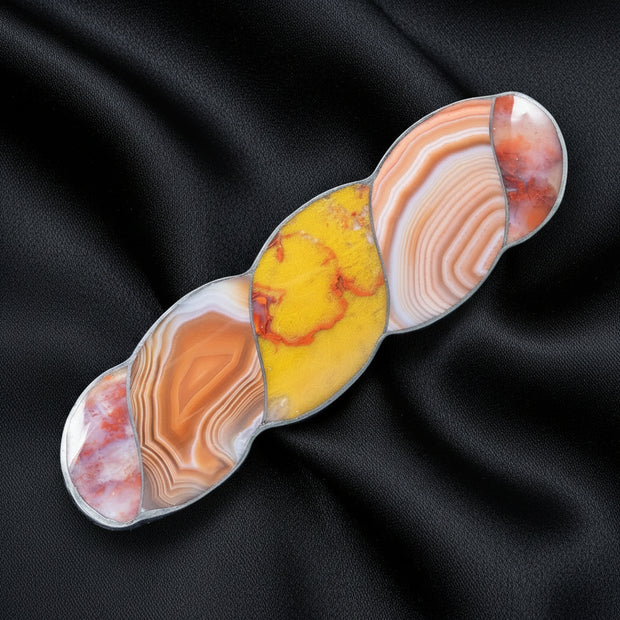 Antique Victorian Scottish Agate Brooch Silver 