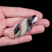 Antique Victorian Scottish Agate Brooch Silver