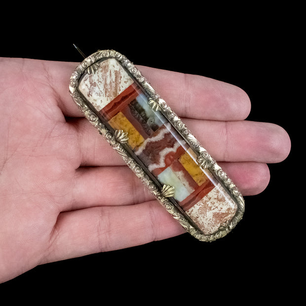 Antique Victorian Scottish Agate Brooch