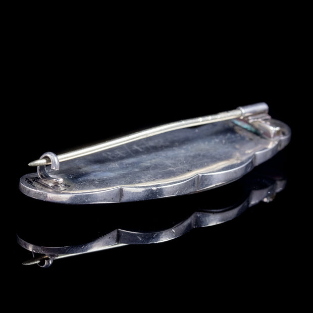 Antique Victorian Scottish Agate Brooch Silver