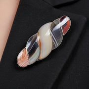 Antique Victorian Scottish Agate Brooch Silver