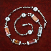 Antique Victorian Scottish Agate Chain Silver 