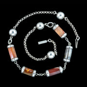 Antique Victorian Scottish Agate Chain Silver 