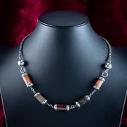Antique Victorian Scottish Agate Chain Silver 