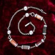 Antique Victorian Scottish Agate Chain Silver 