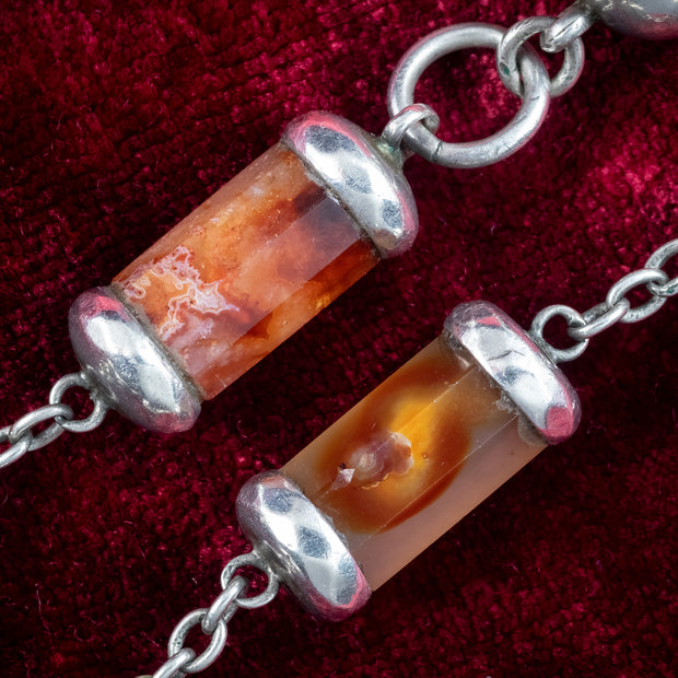 Antique Victorian Scottish Agate Chain Silver 