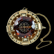 Antique Victorian Scottish Cairngorm Cross Brooch 15ct Gold 