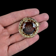 Antique Victorian Scottish Cairngorm Cross Brooch 15ct Gold 