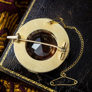 Antique Victorian Scottish Cairngorm Cross Brooch 15ct Gold 