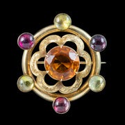 Antique Victorian Scottish Gemstone Brooch 15ct Gold