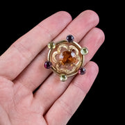 Antique Victorian Scottish Gemstone Brooch 15ct Gold