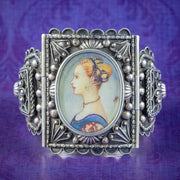 Antique Victorian Silver Portrait Of A Young Woman Bangle