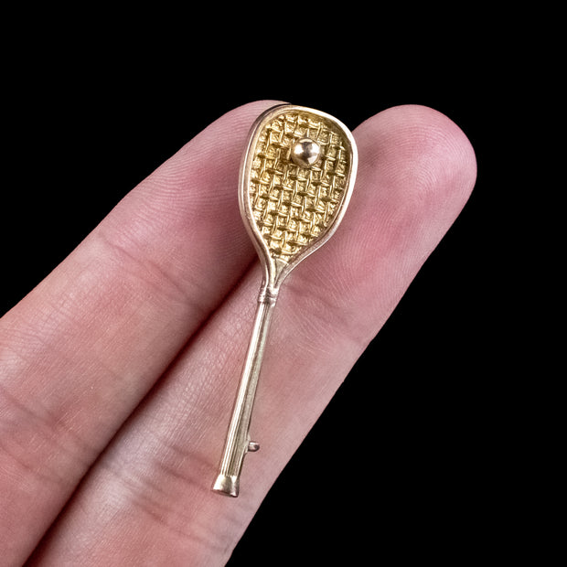 Antique Victorian Tennis Racquet Brooch 9ct Gold Dated 1871