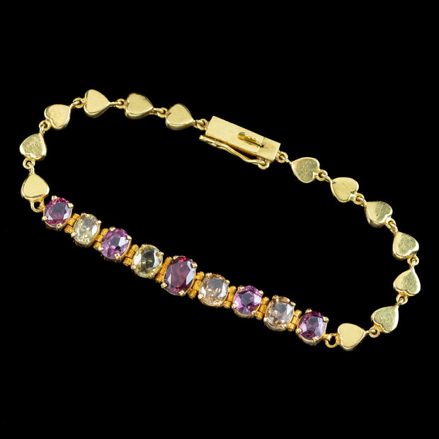 Antique Victorian Tourmaline Heart Bracelet 18ct Gold