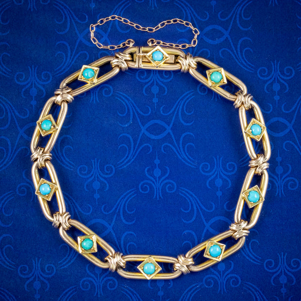 Antique Victorian Turquoise Bracelet 15ct Gold 