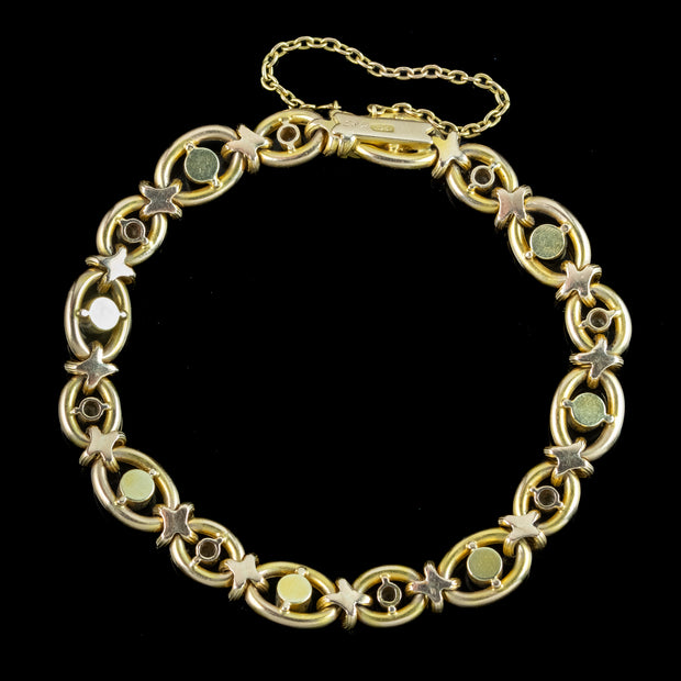 Antique Victorian Turquoise Diamond Bracelet 15ct Gold