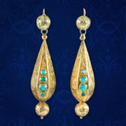 Antique Victorian Turquoise Drop Earrings 15ct Gold