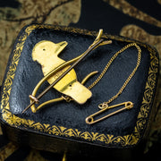 Antique Victorian Turquoise Pearl Kookaburra Brooch 9ct Gold 