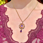Antique Victorian Amethyst Pearl Pendant 9ct Gold