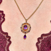Antique Victorian Amethyst Pearl Pendant 9ct Gold