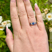 Antique Victorian Sapphire Diamond Ring 1ct Sapphire