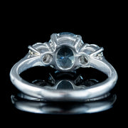 Edwardian Style Aquamarine Diamond Trilogy Ring 2.2ct Aqua