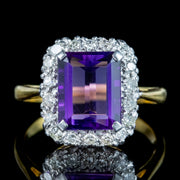 Art Deco Amethyst Diamond Cluster Ring 3ct Amethyst